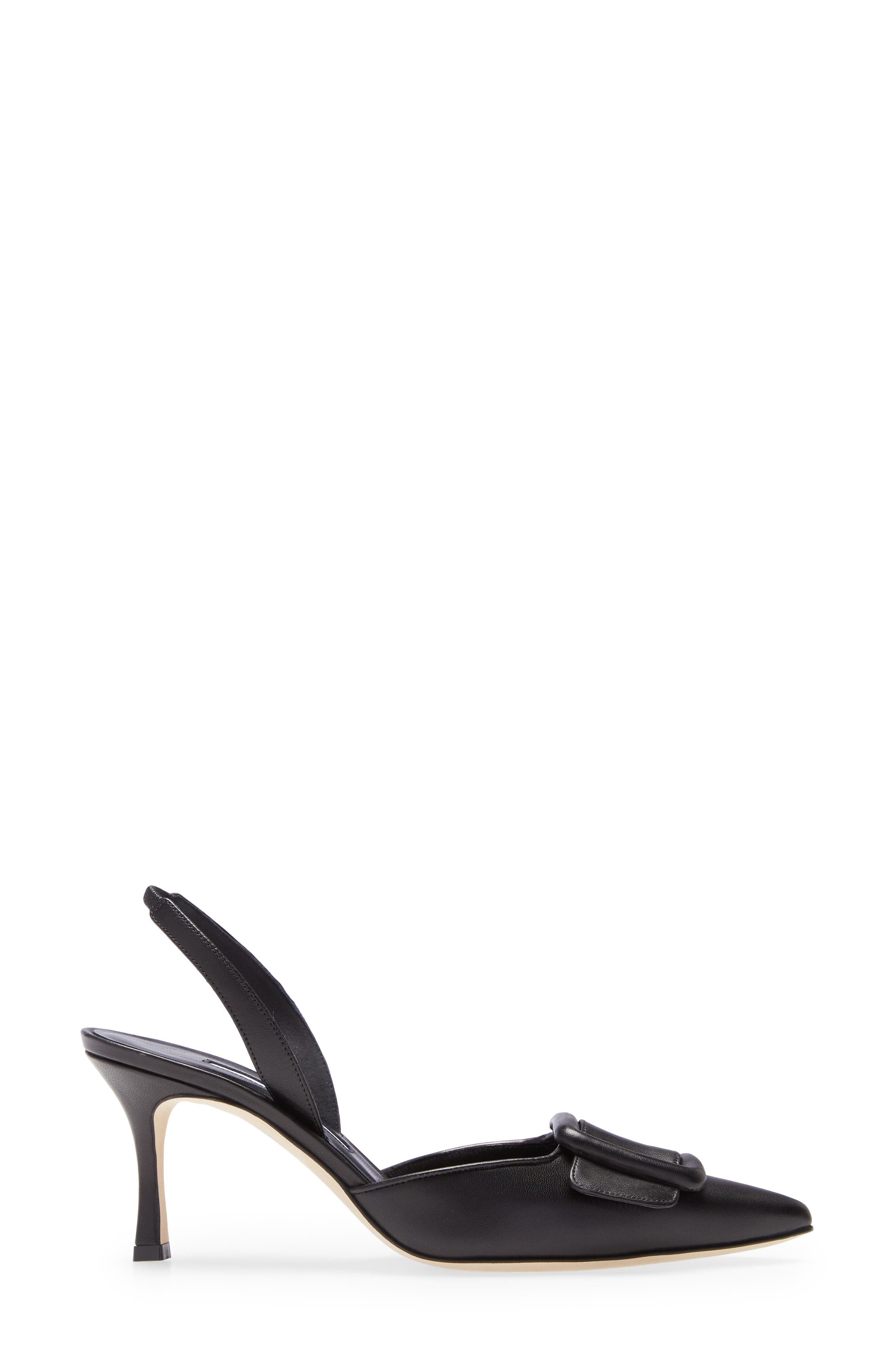Manolo Blahnik Maysli Buckle Slingback Pointed Toe Pump, Alternate, color, Black