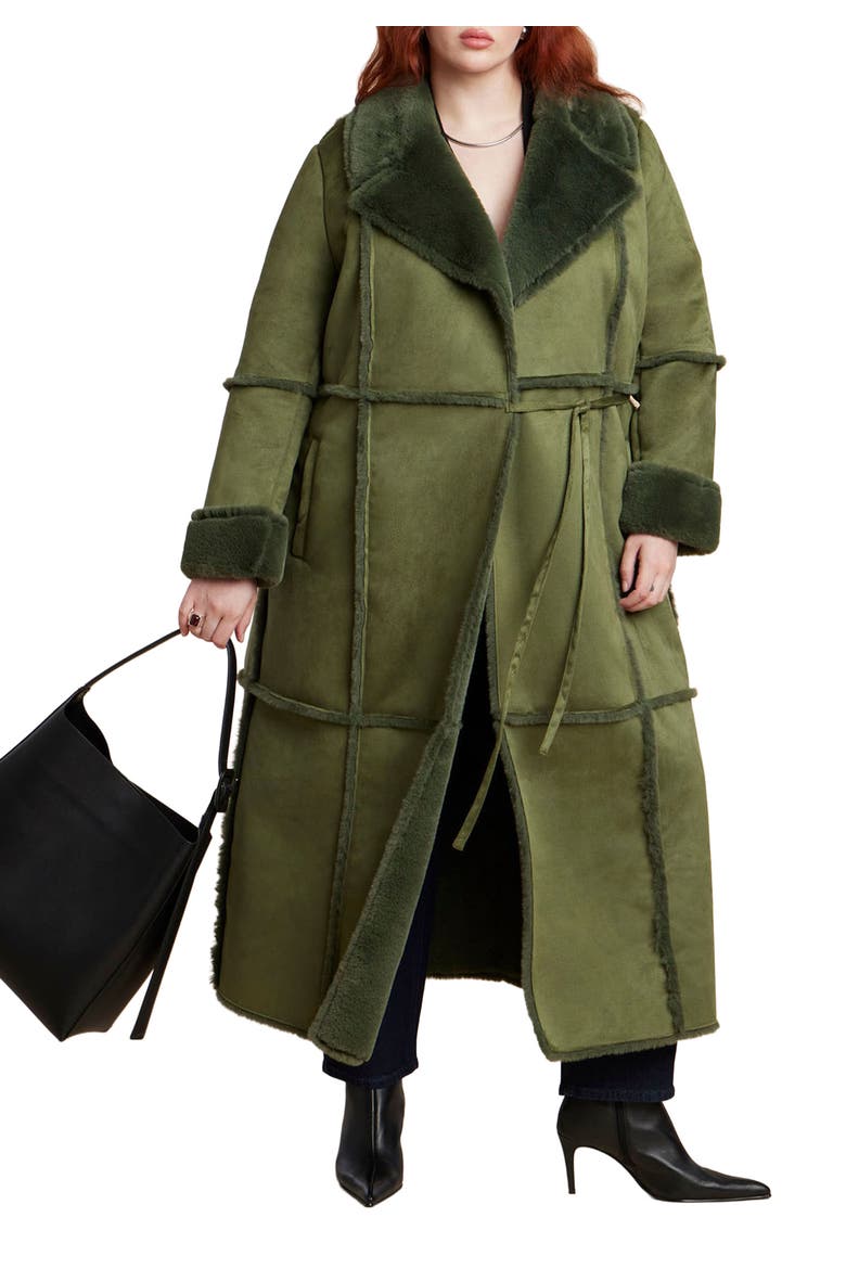 Long Fleece Lined Coat, Main, color, DARK CHIVE
