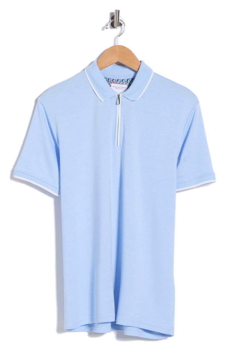 DENIM AND FLOWER Quarter Zip Polo, Alternate, color, Blue