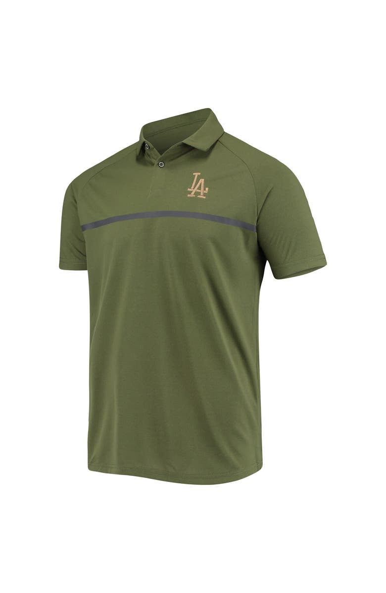 LEVELWEAR Men's Levelwear Olive Los Angeles Dodgers Delta Sector Raglan Polo, Alternate, color,