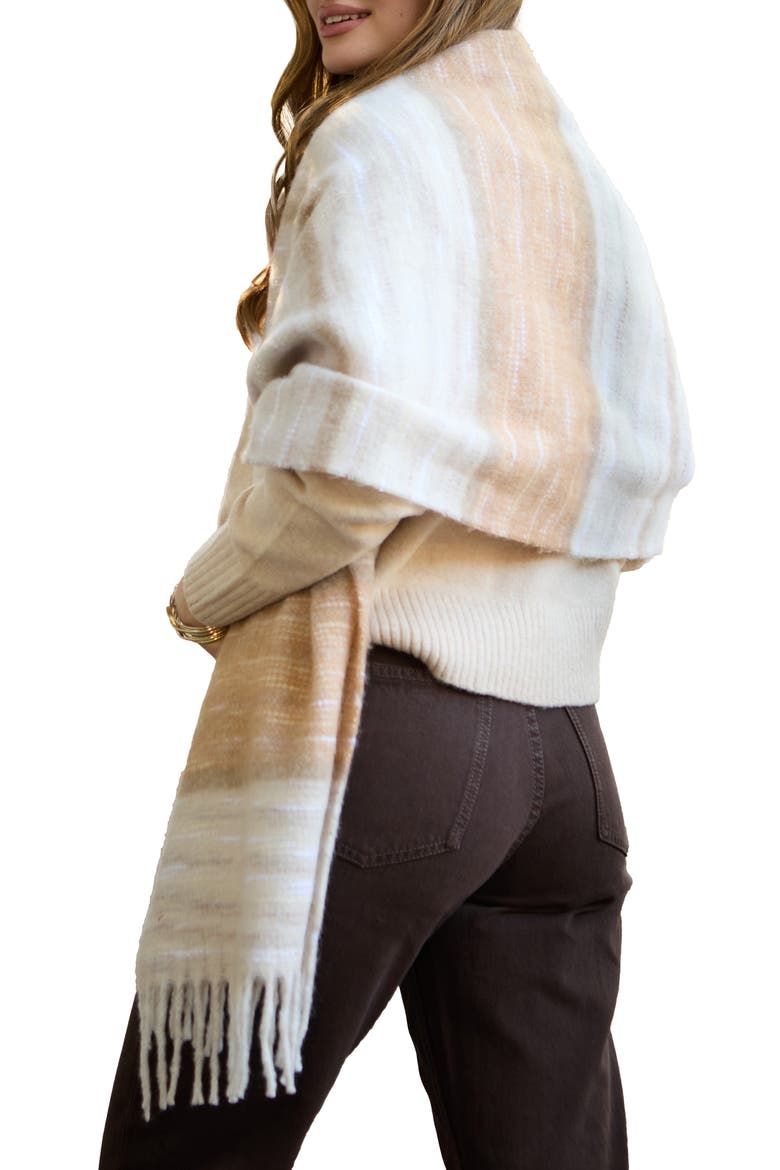 Stripe Oversize Scarf, Alternate, color, NATURAL