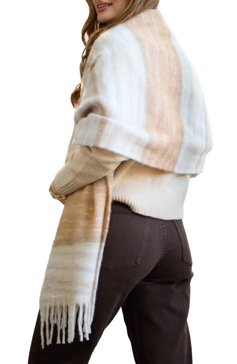 SAACHI Stripe Oversize Scarf, Alternate, color, Natural