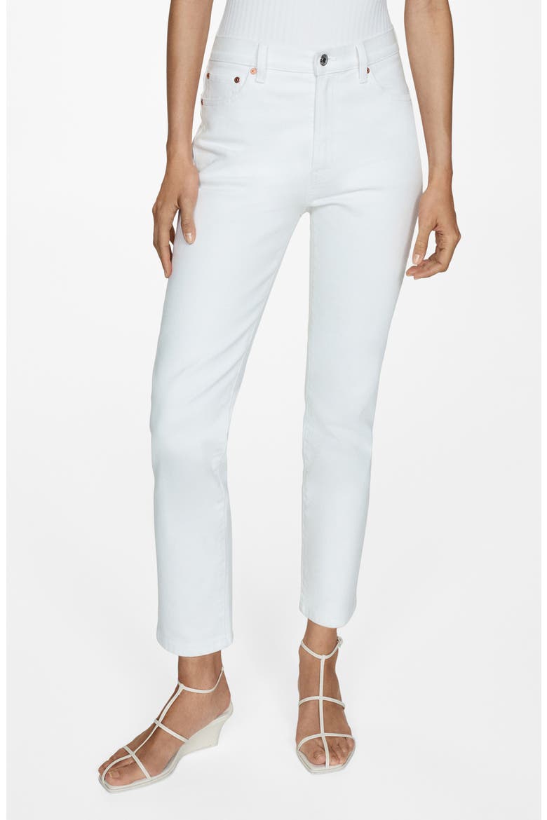 Claudia Waxed Crop Slim Fit Jeans, Main, color, WHITE