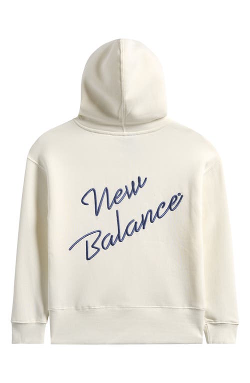 New Balance Kids' Embroidered Zip-up Cotton Blend Fleece Hoodie In Neutral