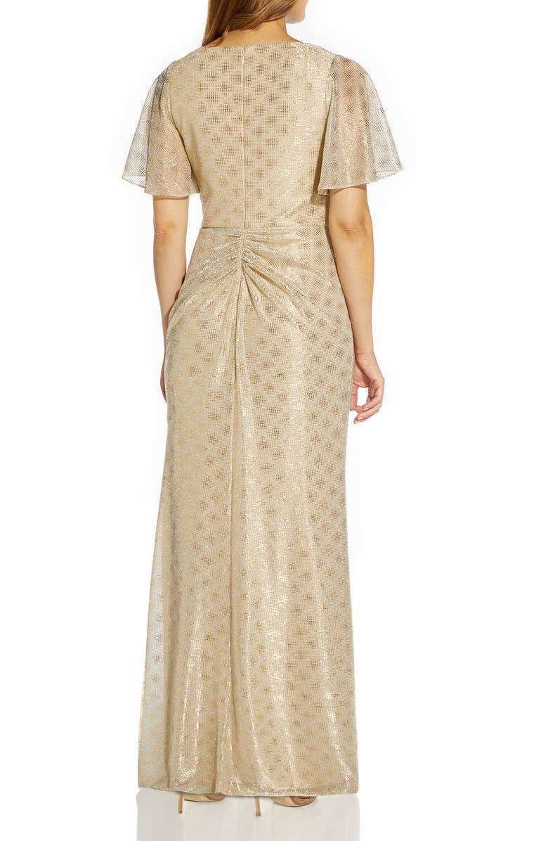Adrianna Papell Metallic Foil Gown, Alternate, color,