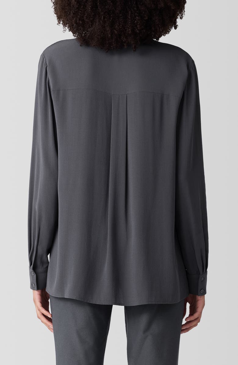 Eileen Fisher Mandarin Collar Silk Button-Up Shirt, Alternate, color, 