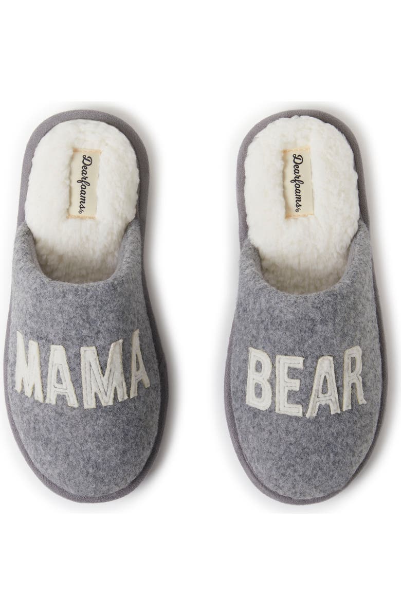 DEARFOAMS Carley Mama Bear Mom Scuff Slipper, Main, color, Light Heather Grey