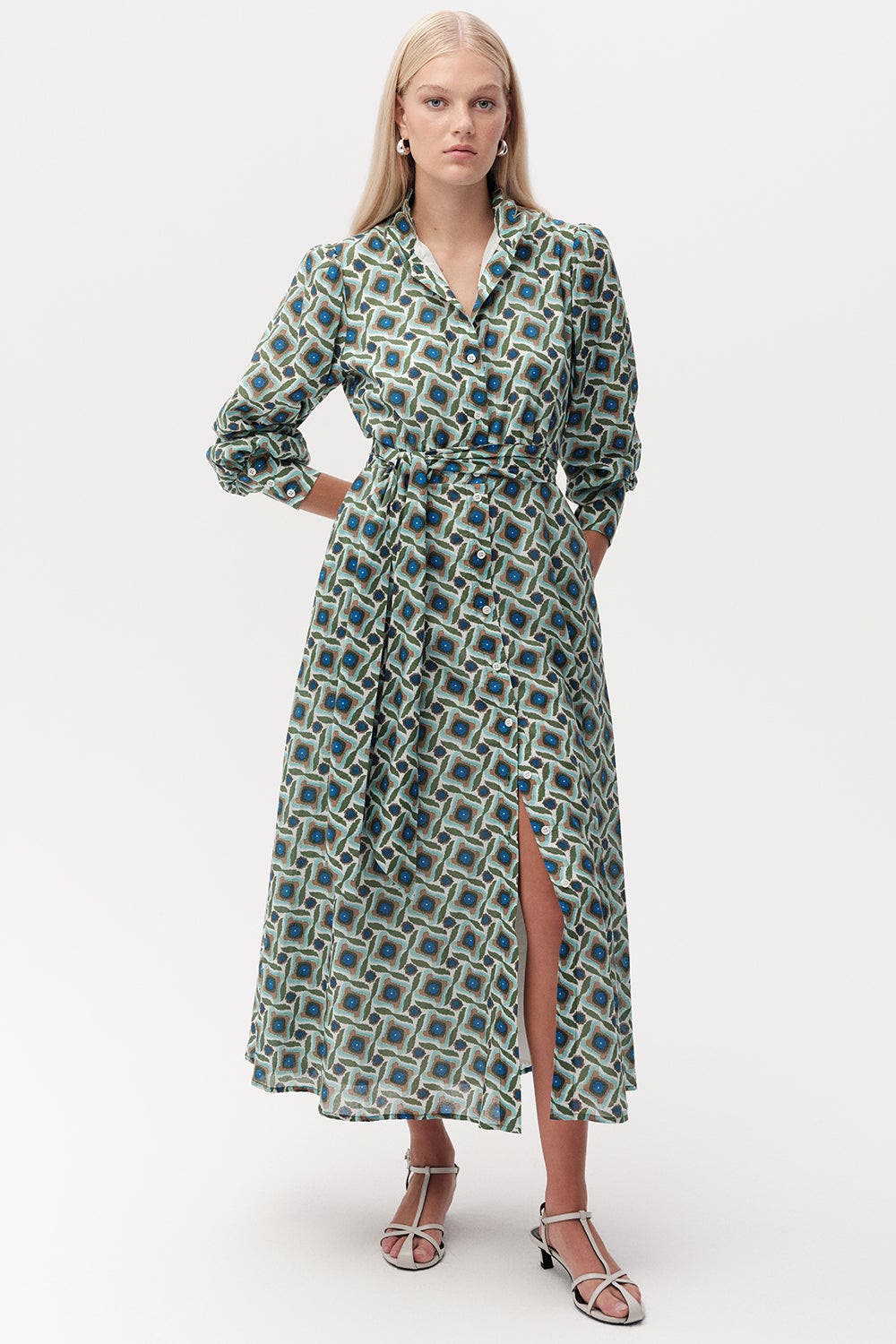 Exquise Chamonix Embroidered Collar Patterned Midi Dress (Women ...