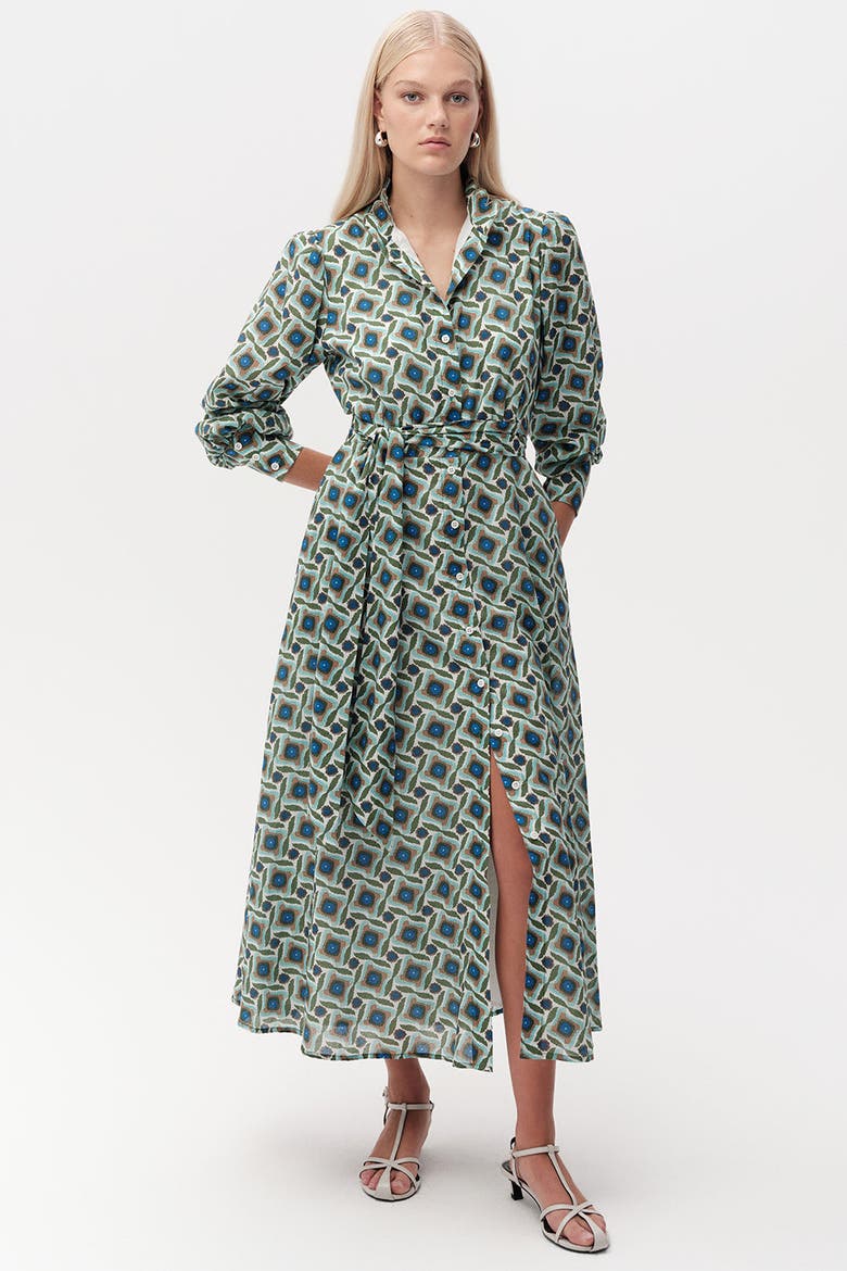 Chamonix Embroidered Collar Patterned Midi Dress, Alternate, color, Multi Color