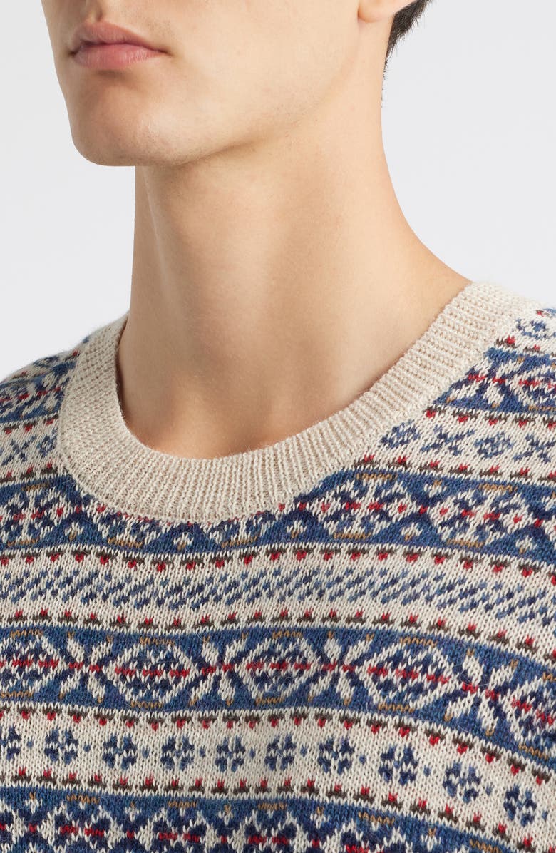 Corridor Fair Isle Alpaca Blend Crewneck Sweater, Alternate, color, Natural