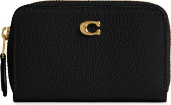 COACH Small Essential Pebbled Leather Zip Around Card Holder