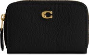 COACH Small Essential Pebbled Leather Zip Around Card Holder
