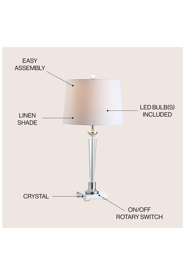 Foster 28.25" Crystal LED Table Lamp, Clear/Chrome, Alternate, color, Clear