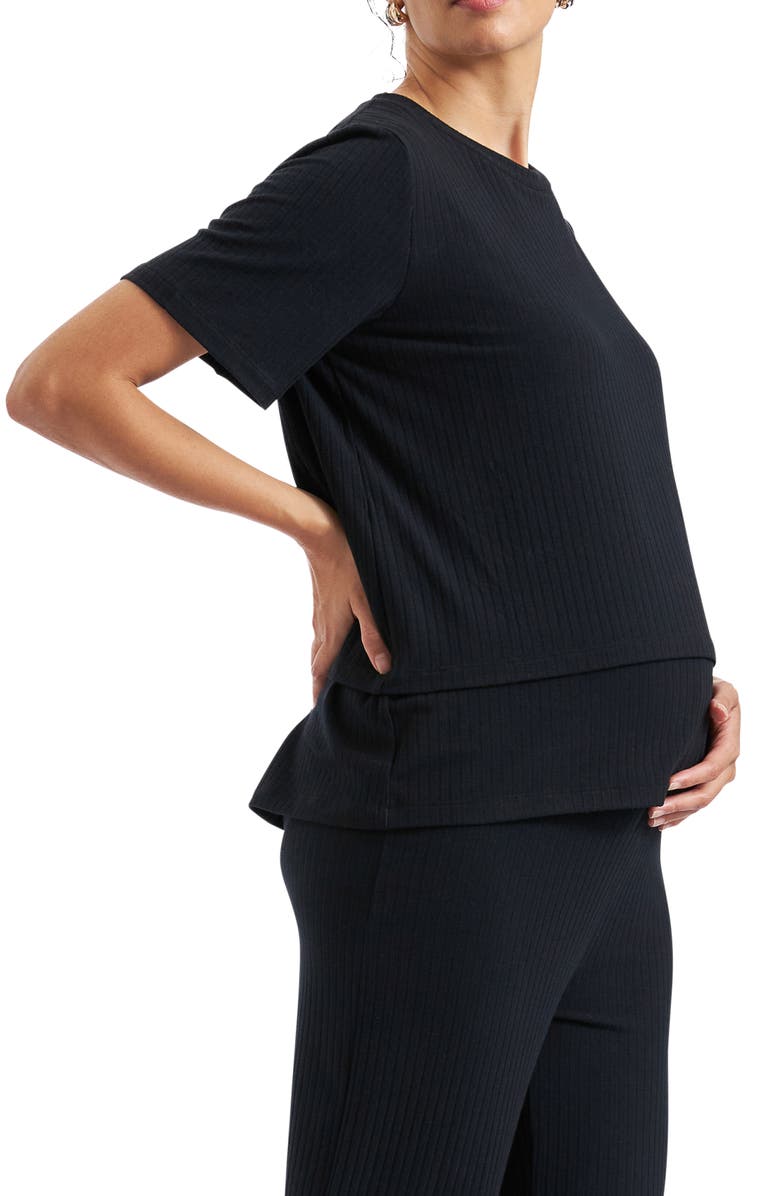 Ripe Maternity Mike Rib Nursing Top, Alternate, color, Black