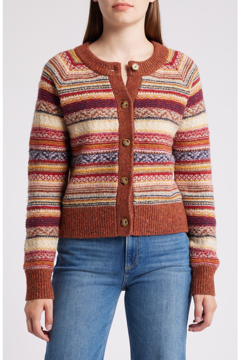 Fair Isle Wool Blend Cardigan, Main, color, ORCHARD FAIRISLE
