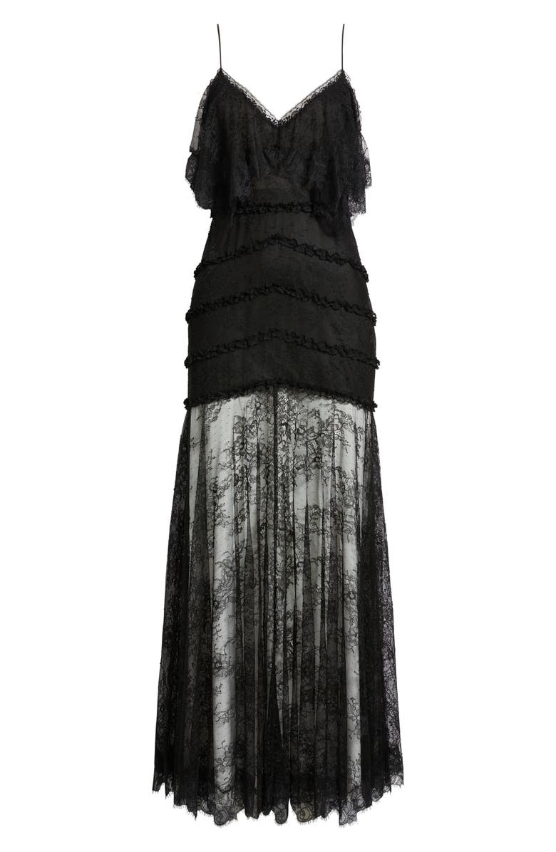 LoveShackFancy Sandy Lace Maxi Dress, Alternate, color, Black