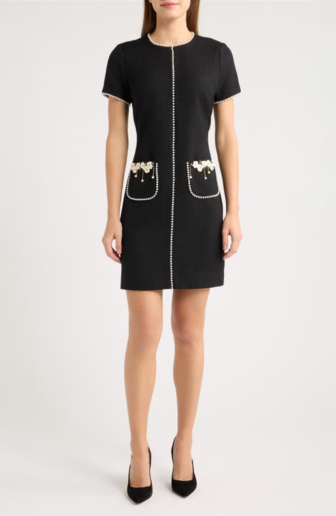 Pearl and Paillette Bouclé Sheath Dress