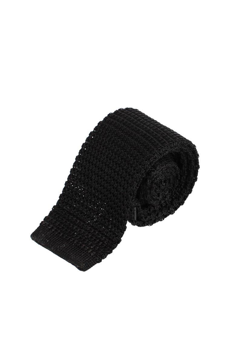 Trafalgar Zion Knit Silk Solid Colored Necktie, Main, color, Black