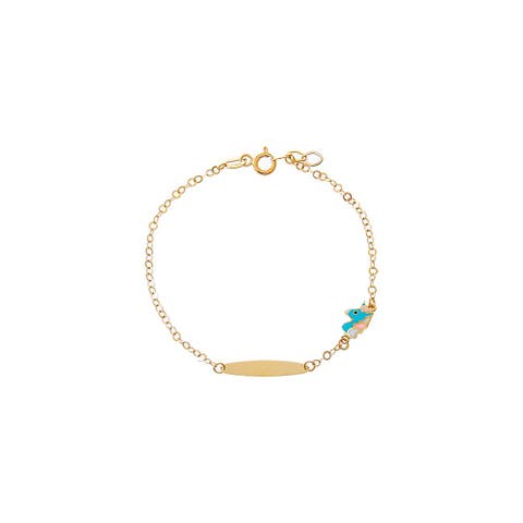 Kids Unicorn Charm ID Bracelet 14K
