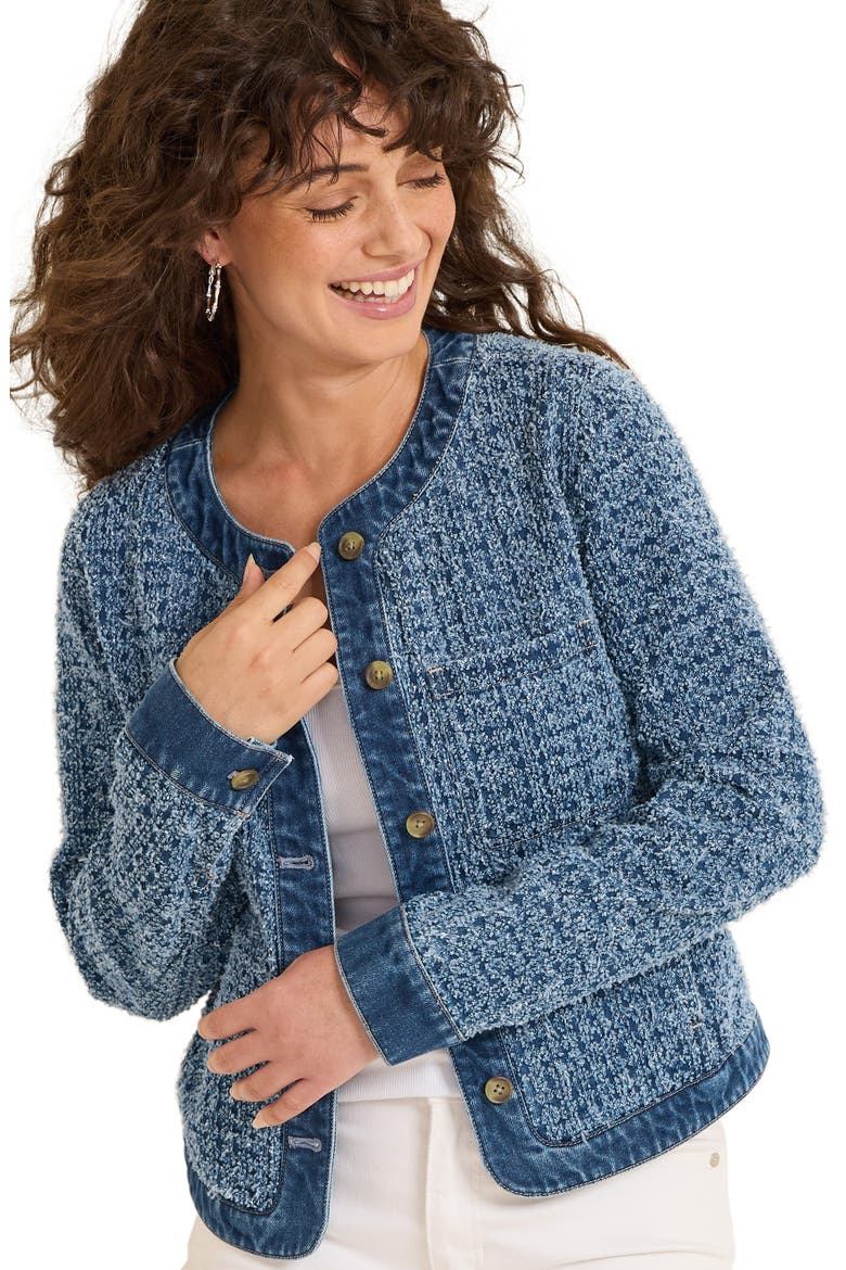 Cotton Tweed Denim Jacket, Alternate, color, MEDIUM WASH