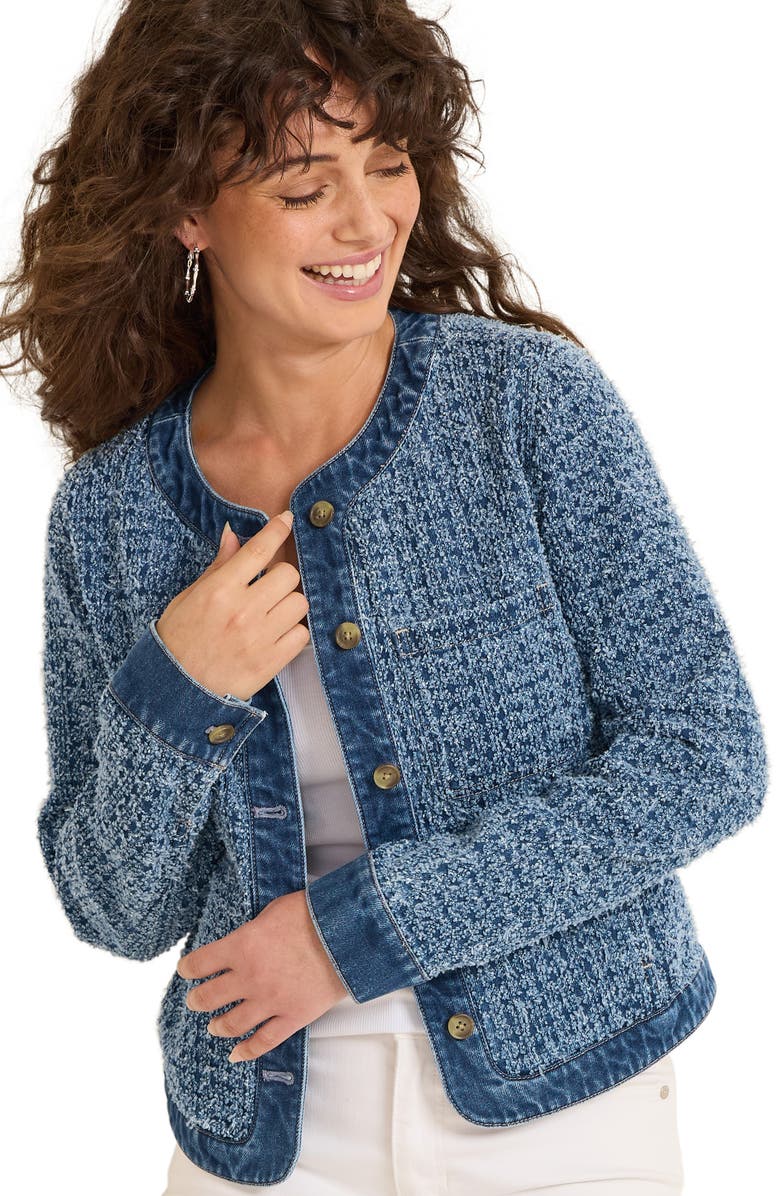 Tommy Bahama Cotton Tweed Denim Jacket, Alternate, color, Medium Wash