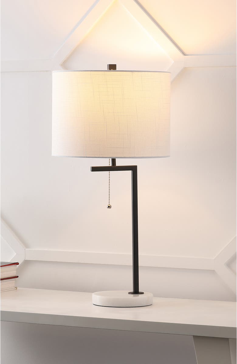 JONATHAN Y Alyssa 24.5" Metal/Marble LED Table Lamp, Brass Gold/White, Alternate, color, Black