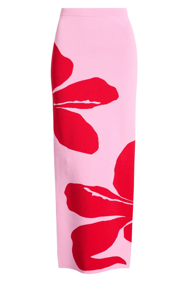 Floral Knit Maxi Skirt, Alternate, color, BERRY BLISS