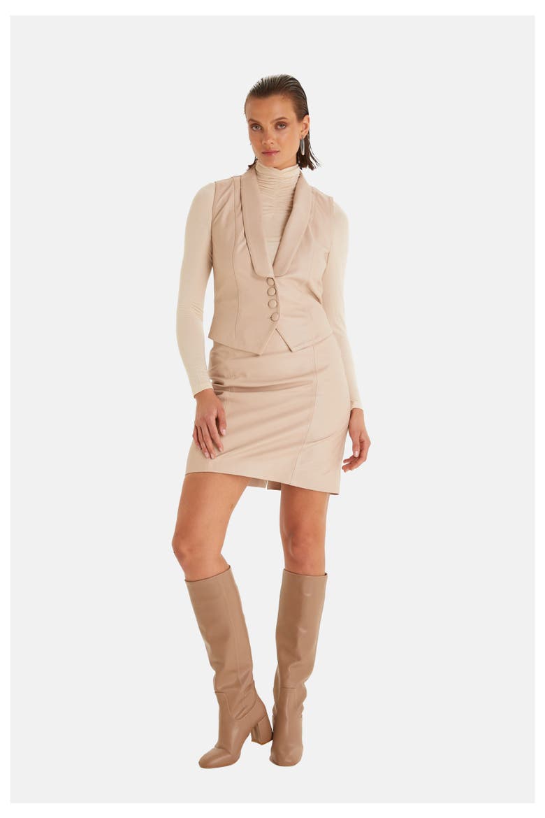 Laura Leather Vest, Alternate, color, Beige