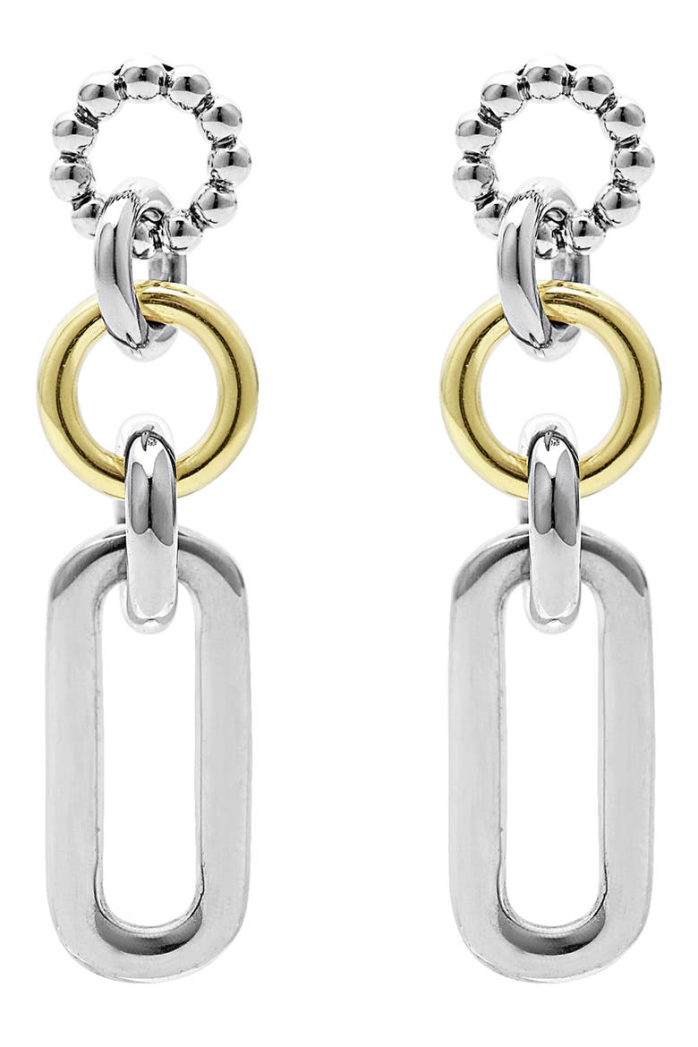 Signature Caviar Link Drop Earrings, Alternate, color, SILVER GOLD
