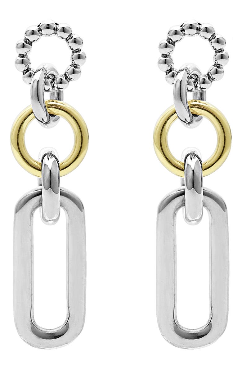 LAGOS Signature Caviar Link Drop Earrings, Alternate, color, Silver Gold