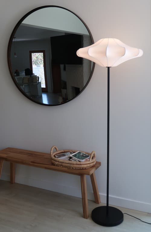 Brightech Atlas 67' Modern Led Tall Floor Lamp With Unique White Resin Shade In Classic Black