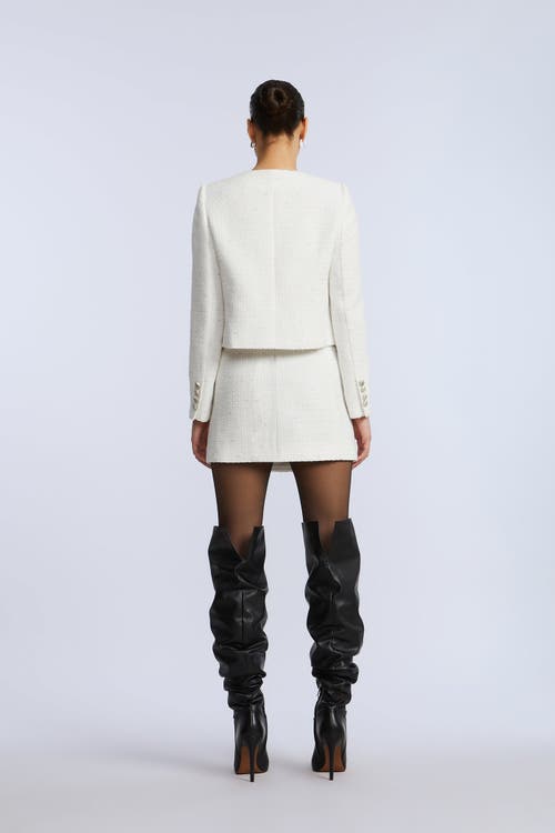 Bcbg Tweed Wrap Short  Skirt In White
