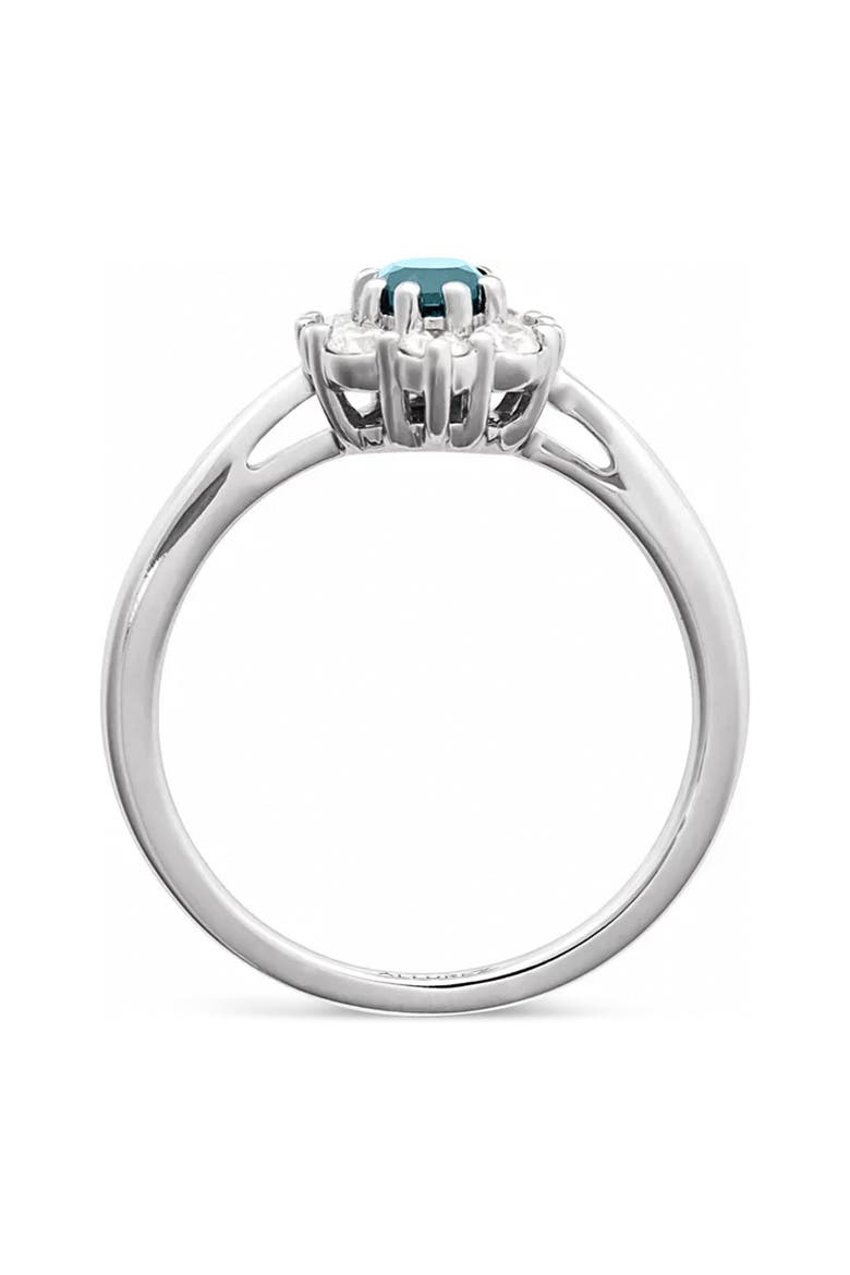 Oval Lab Aquamarine & Diamond Halo Ring 14K, Alternate, color, 0.80ct/White Gold