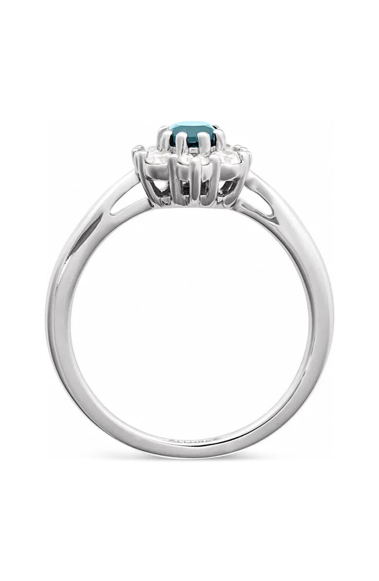 ALLUREZ Oval Lab Aquamarine & Diamond Halo Ring 14K, Alternate, color, 0.80Ct/White Gold