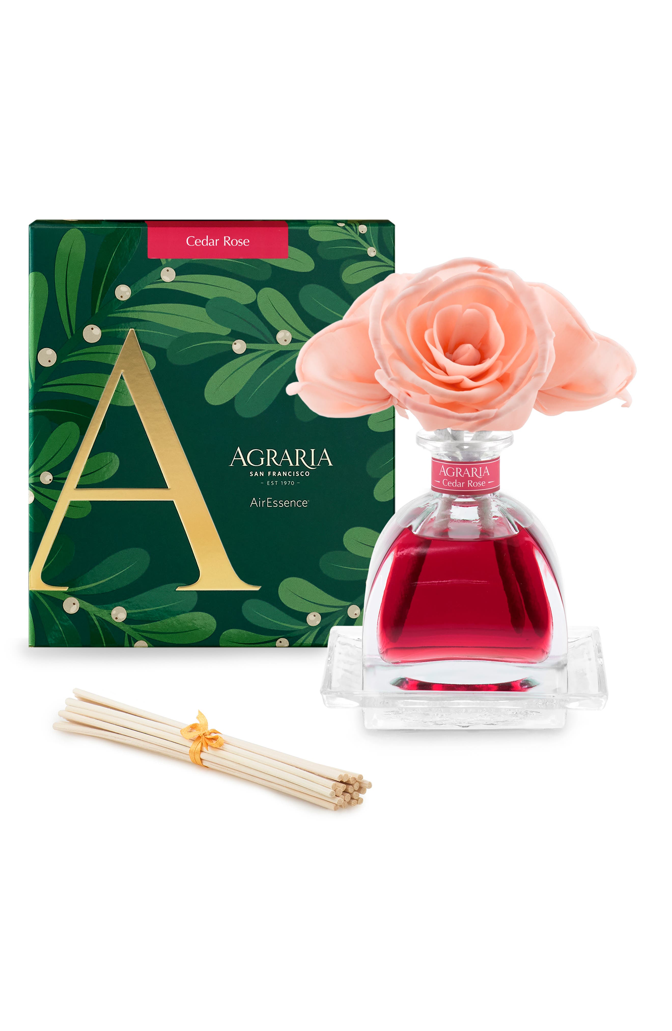 Agraria San Francisco Holiday AirEssence Reed Diffuser in Cedar Rose 