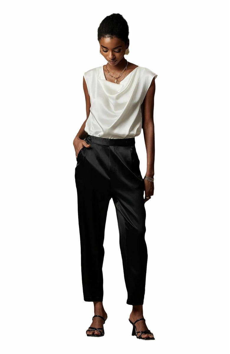 SILKSILKY 19Momme Silk Fashionable Suit Carrot Pants, Main, color, 