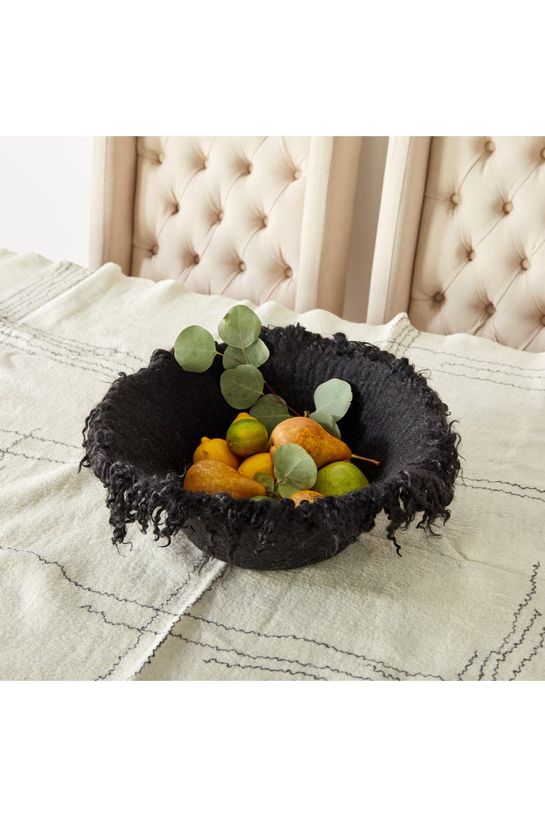 Fringed Skirt Decorative Bowl, Alternate, color, Black