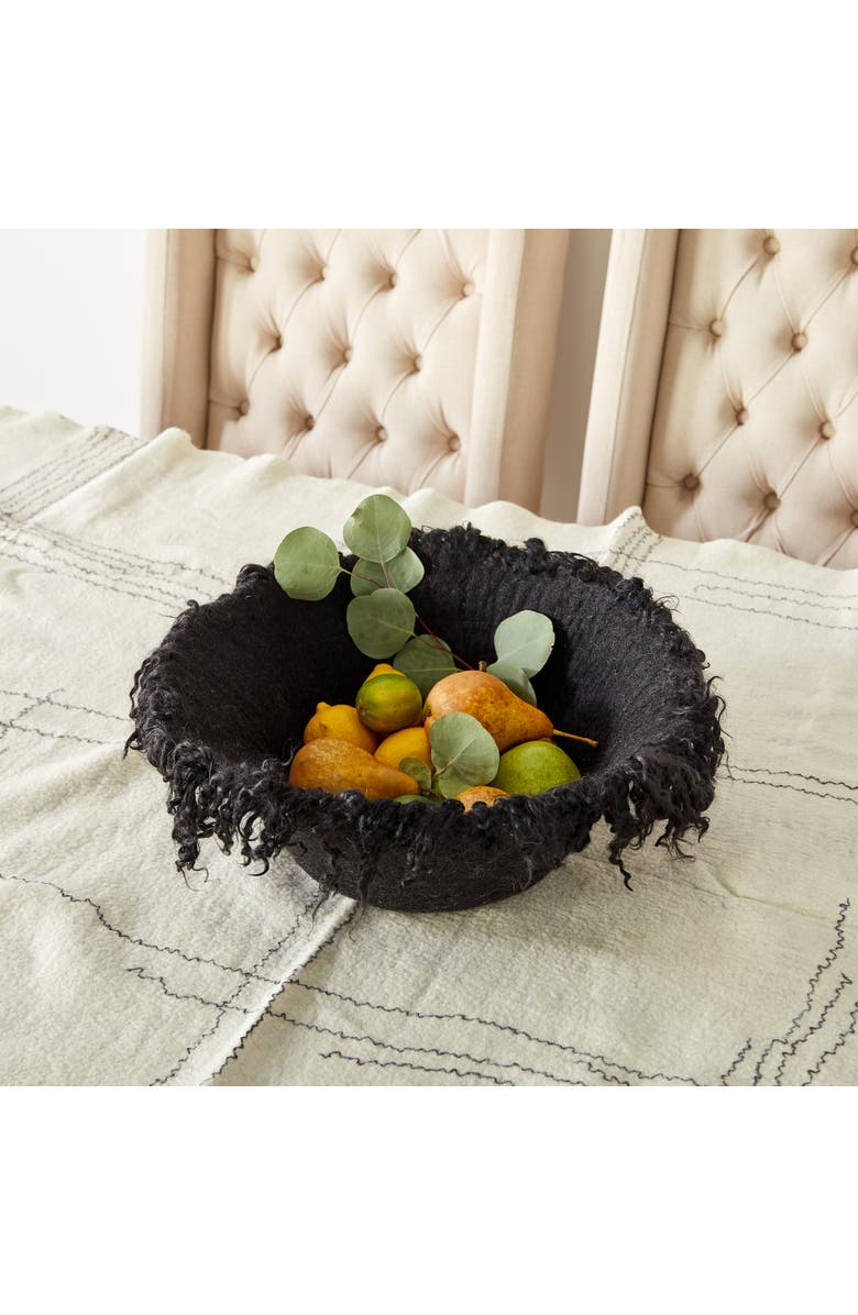kanju Interiors Fringed Skirt Decorative Bowl, Alternate, color, Black