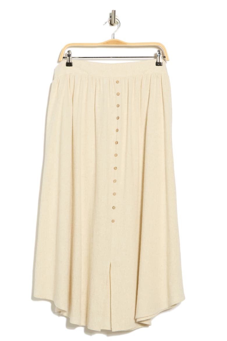 Curved Hem Pull-On Skirt, Alternate, color, LINEN