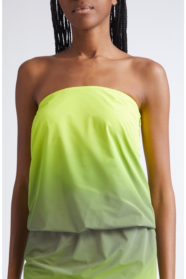 Gradient Reflective Strapless Bubble Top, Alternate, color, SILVER/ YELLOW