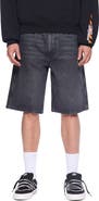 L/AB C/O OFF-WHITE Diagonal Logo Denim Shorts