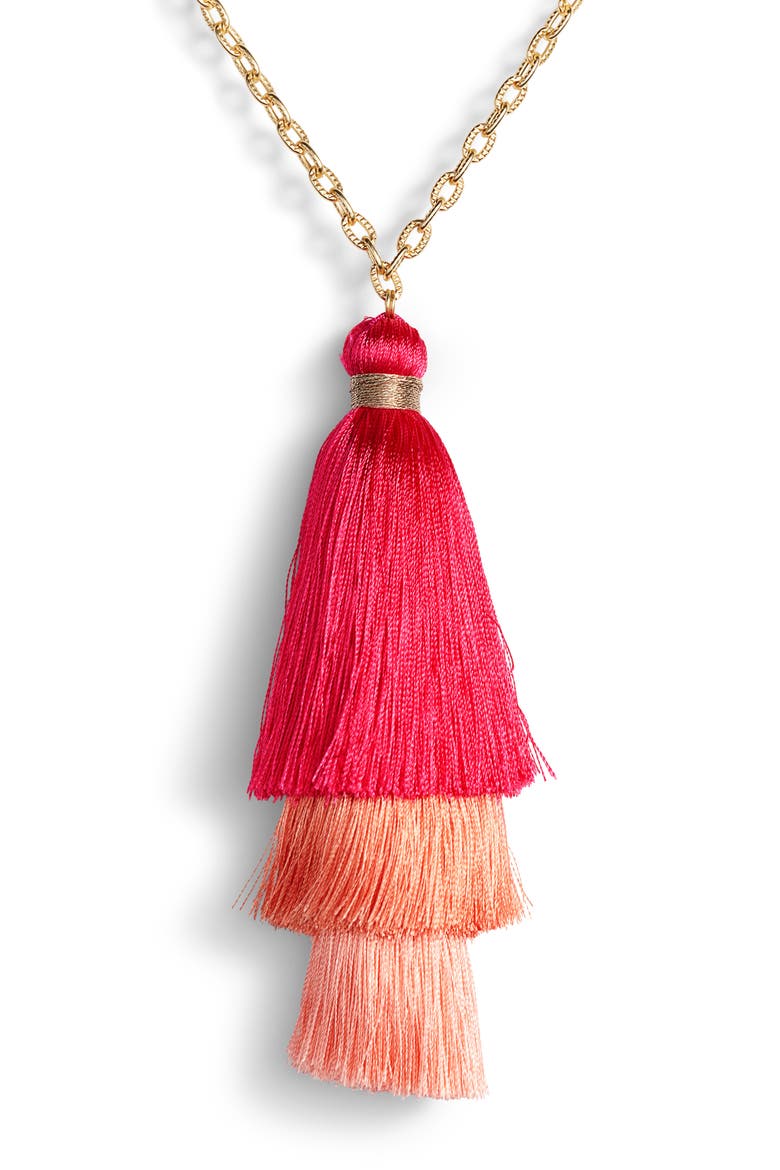 Stephanie Tassel Pendant Necklace, Alternate, color, GOLD/ PINK
