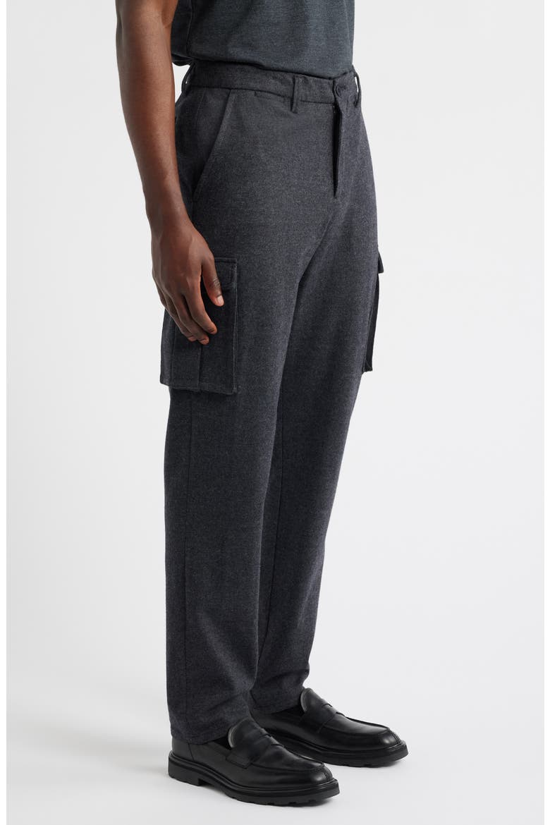 Brushed Knit Flat Front Cargo Pants, Alternate, color, BLACK MELANGE