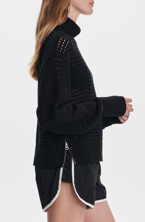 Varley Jody Openwork Cotton Sweater In Black