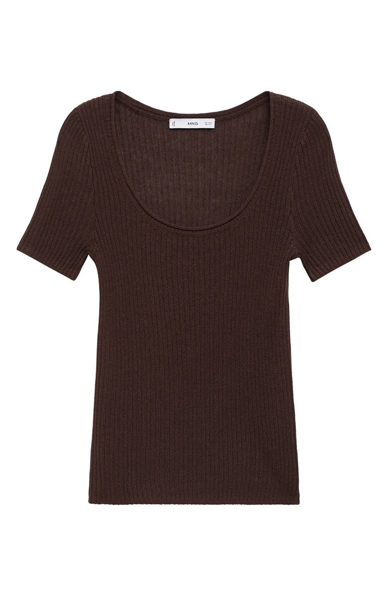 MANGO Scoop Neck Short Sleeve Rib Sweater, Alternate, color, 