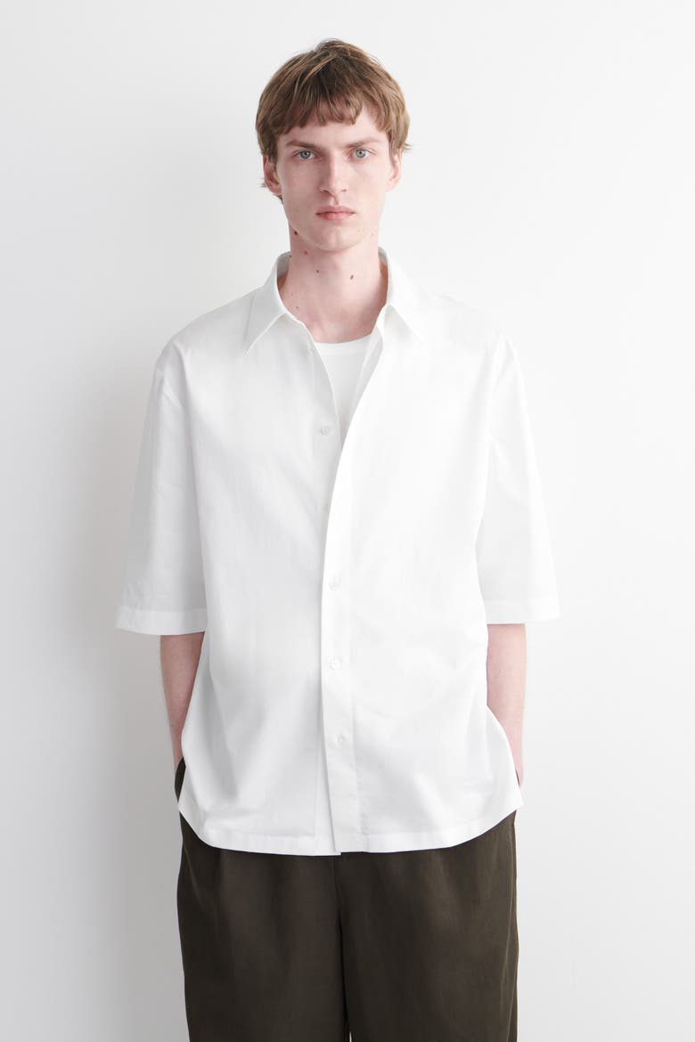 Short-Sleeved Cotton Shirt, Main, color, WHITE