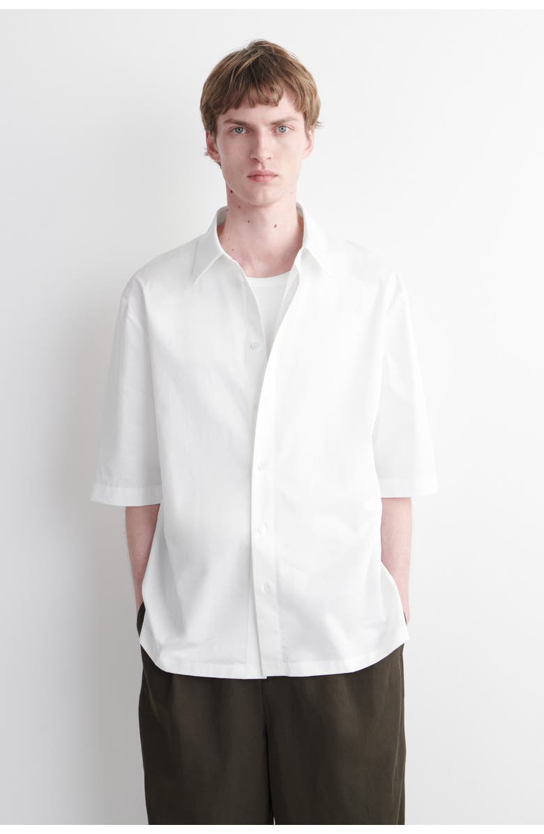 COS Short-Sleeved Cotton Shirt, Main, color, White