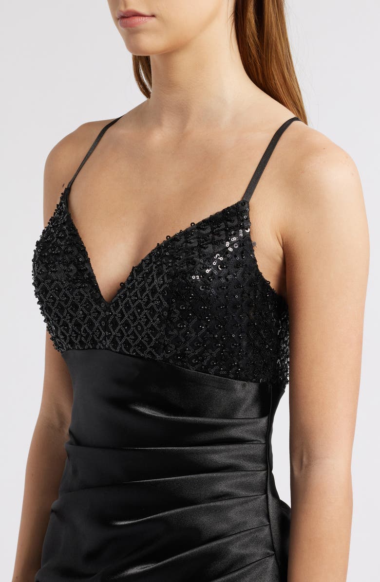 CITY STUDIO Bead & Sequin Bust Dress, Alternate, color, Black