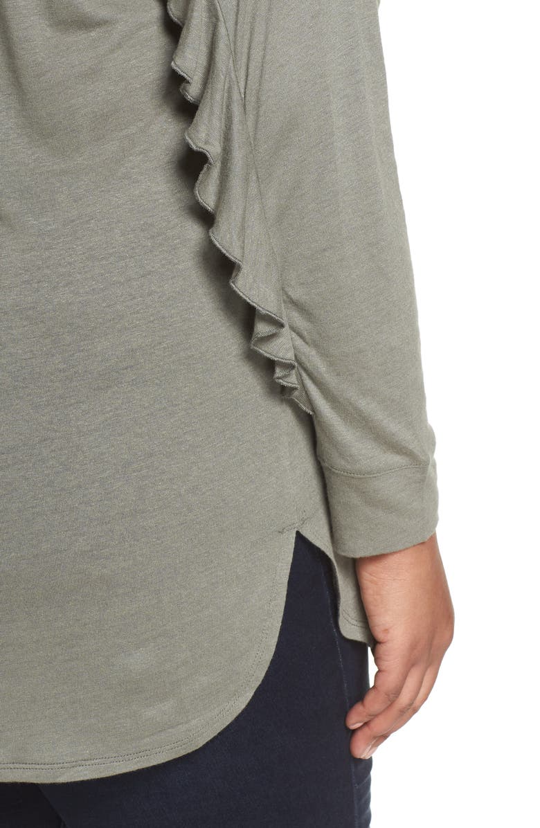 NIC+ZOE Fresh Air Ruffle Top, Alternate, color, Moss