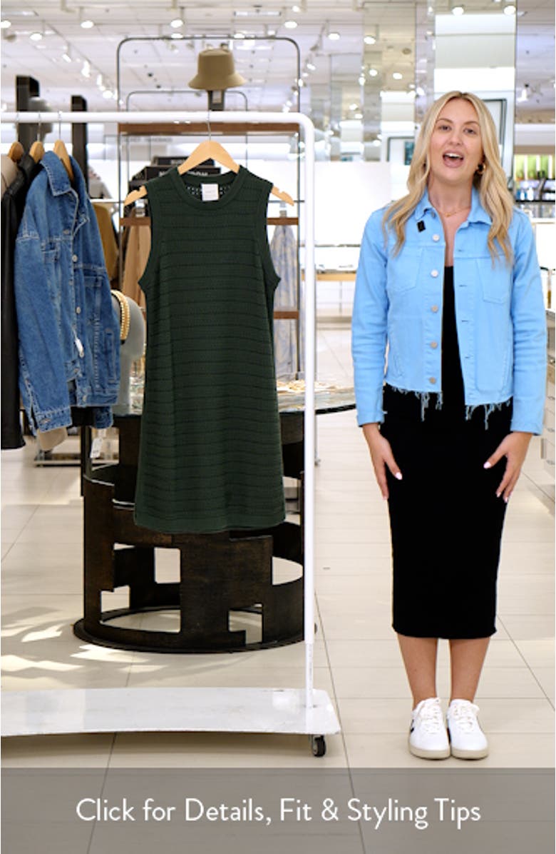 Mindy Mixed Stitch Stripe Sleeveless Cotton Sweater Minidress, sales video thumbnail